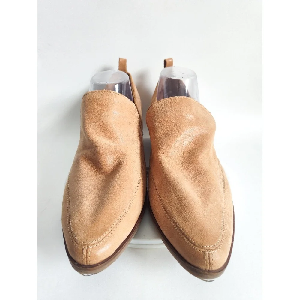 Lucky Brand Loafer Booties Flats 12 Leather Pointed Toe Tan Cutout Boho Western